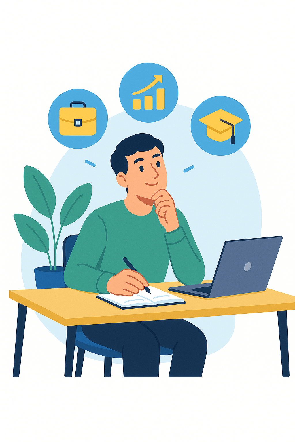 Un homme assis à son bureau